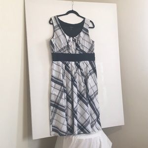 Black and white plaid cotton dress